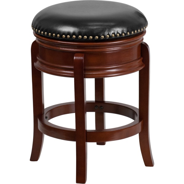 24-High-Backless-Light-Cherry-Wood-Counter-Height-Stool-with-Black-Leather-Swivel-Seat-by-Flash-Furniture