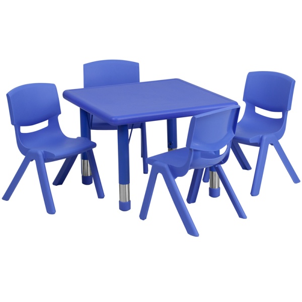 24-Square-Blue-Plastic-Height-Adjustable-Activity-Table-Set-with-4-Chairs-by-Flash-Furniture