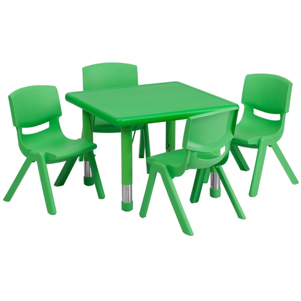 24-Square-Green-Plastic-Height-Adjustable-Activity-Table-Set-with-4-Chairs-by-Flash-Furniture