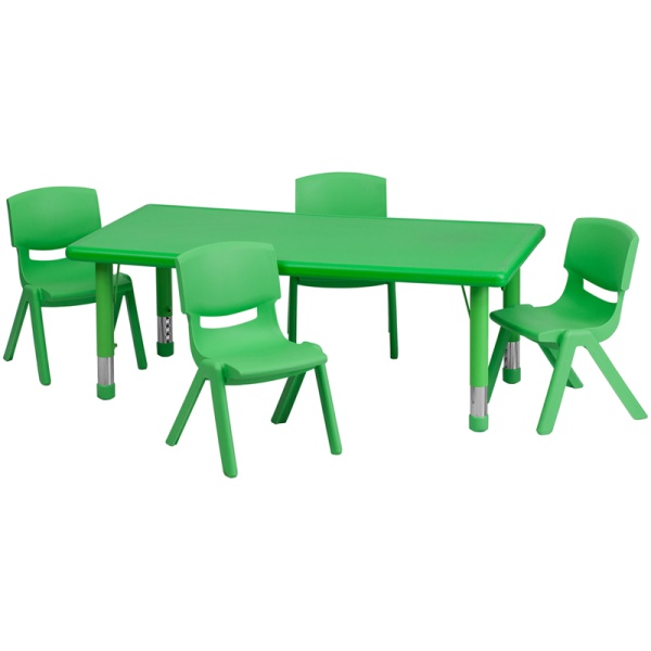 24W-x-48L-Rectangular-Green-Plastic-Height-Adjustable-Activity-Table-Set-with-4-Chairs-by-Flash-Furniture