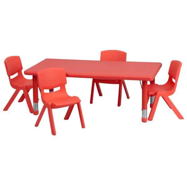 24W-x-48L-Rectangular-Red-Plastic-Height-Adjustable-Activity-Table-Set-with-4-Chairs-by-Flash-Furniture