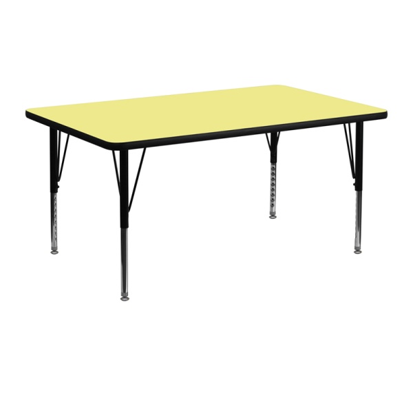 24W-x-48L-Rectangular-Yellow-Thermal-Laminate-Activity-Table-Height-Adjustable-Short-Legs-by-Flash-Furniture