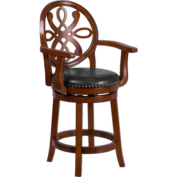 26-High-Brandy-Wood-Counter-Height-Stool-with-Arms-and-Black-Leather-Swivel-Seat-by-Flash-Furniture