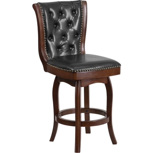 26-High-Cappuccino-Wood-Counter-Height-Stool-with-Black-Leather-Swivel-Seat-by-Flash-Furniture