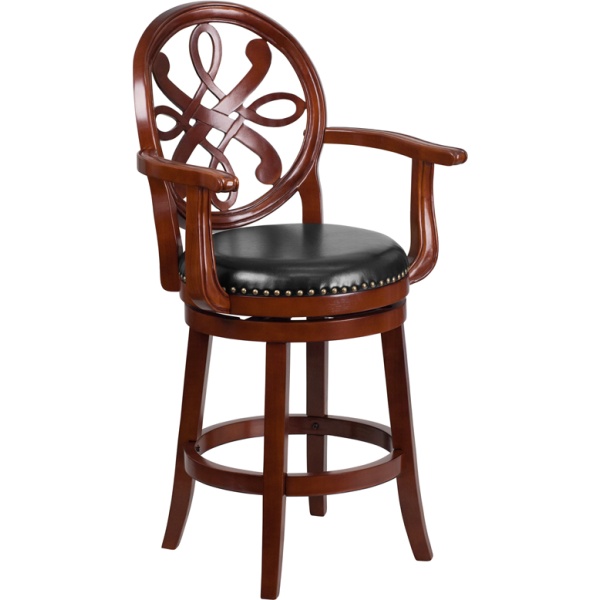 26-High-Cherry-Wood-Counter-Height-Stool-with-Arms-and-Black-Leather-Swivel-Seat-by-Flash-Furniture