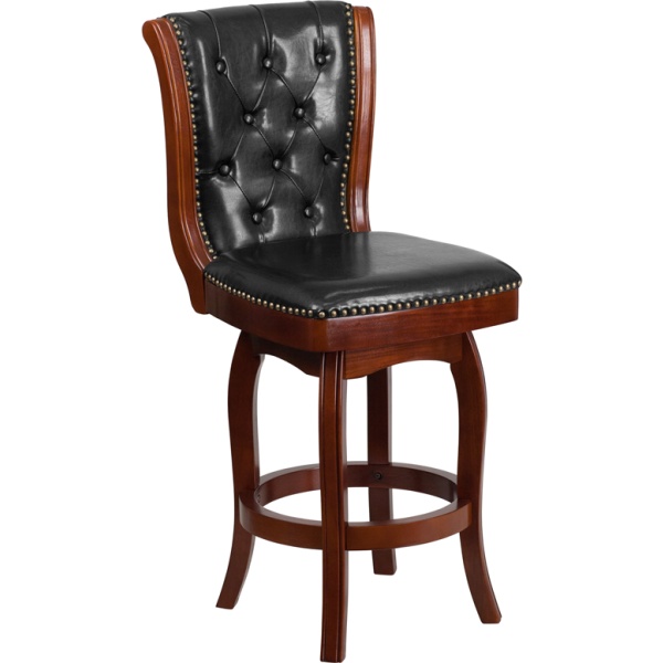 26-High-Cherry-Wood-Counter-Height-Stool-with-Black-Leather-Swivel-Seat-by-Flash-Furniture