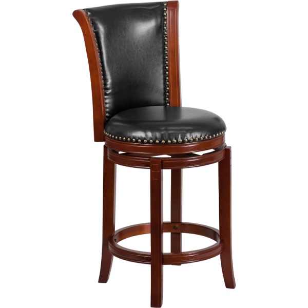 26-High-Dark-Chestnut-Wood-Counter-Height-Stool-with-Black-Leather-Swivel-Seat-by-Flash-Furniture