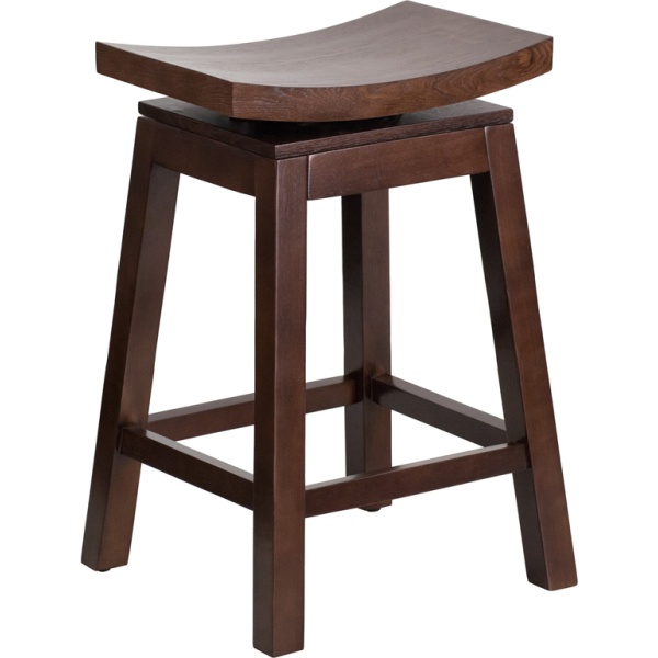 26-High-Saddle-Seat-Cappuccino-Wood-Counter-Height-Stool-with-Auto-Swivel-Seat-Return-by-Flash-Furniture