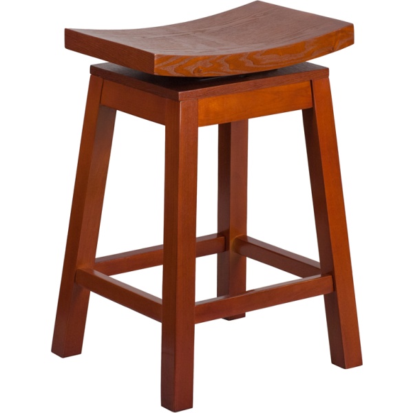 26-High-Saddle-Seat-Light-Cherry-Wood-Counter-Height-Stool-with-Auto-Swivel-Seat-Return-by-Flash-Furniture