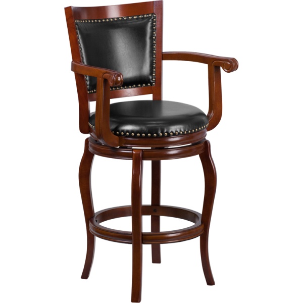 30-High-Cherry-Wood-Barstool-with-Black-Leather-Swivel-Seat-by-Flash-Furniture