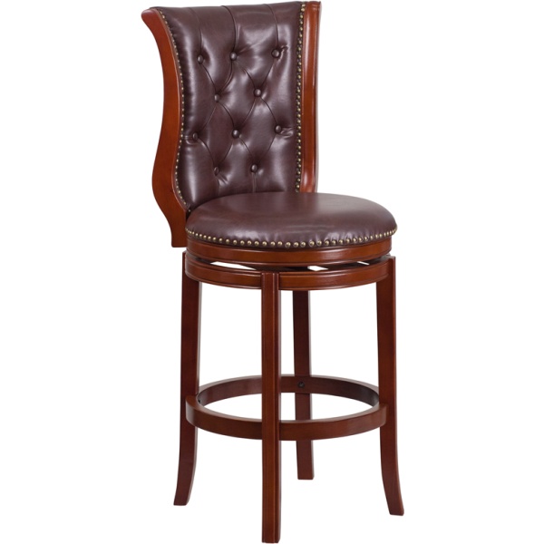 30-High-Dark-Chestnut-Wood-Barstool-with-Hepatic-Leather-Swivel-Seat-by-Flash-Furniture