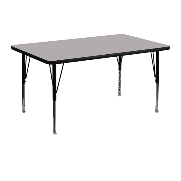 30W-x-48L-Rectangular-Grey-Thermal-Laminate-Activity-Table-Height-Adjustable-Short-Legs-by-Flash-Furniture