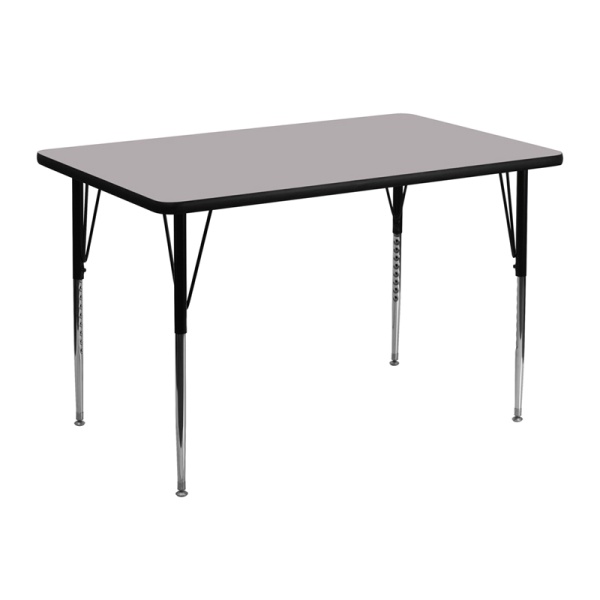 30W-x-48L-Rectangular-Grey-Thermal-Laminate-Activity-Table-Standard-Height-Adjustable-Legs-by-Flash-Furniture