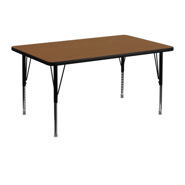 30W-x-48L-Rectangular-Oak-HP-Laminate-Activity-Table-Height-Adjustable-Short-Legs-by-Flash-Furniture