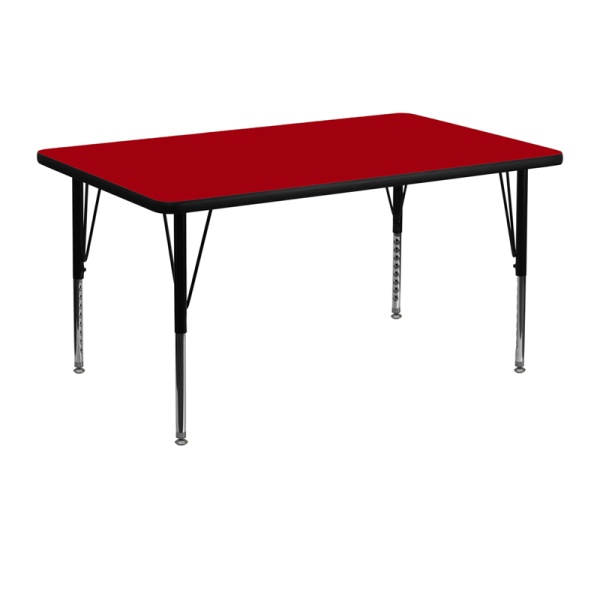 30W-x-48L-Rectangular-Red-Thermal-Laminate-Activity-Table-Height-Adjustable-Short-Legs-by-Flash-Furniture