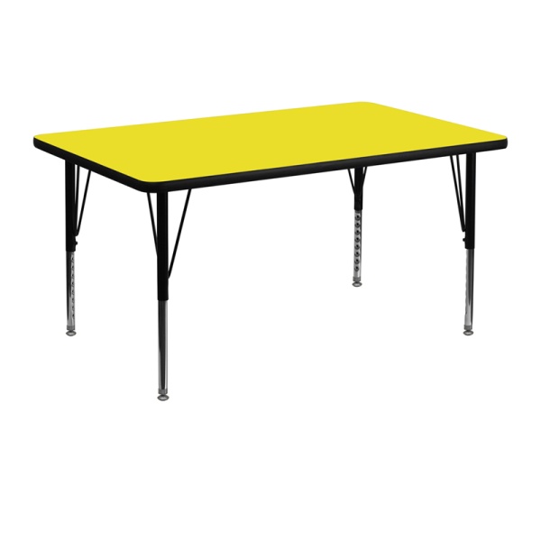 30W-x-48L-Rectangular-Yellow-HP-Laminate-Activity-Table-Height-Adjustable-Short-Legs-by-Flash-Furniture