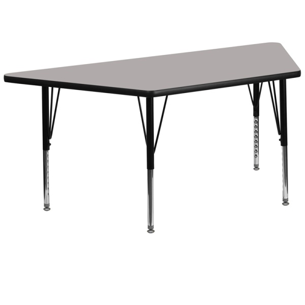 30W-x-60L-Trapezoid-Grey-HP-Laminate-Activity-Table-Height-Adjustable-Short-Legs-by-Flash-Furniture