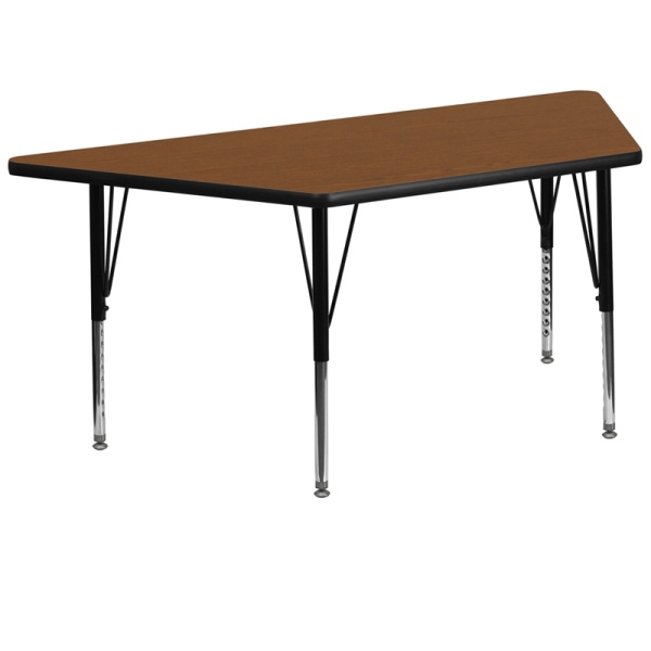 30W-x-60L-Trapezoid-Oak-HP-Laminate-Activity-Table-Height-Adjustable-Short-Legs-by-Flash-Furniture