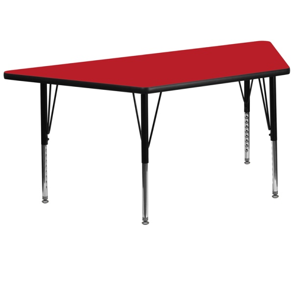 30W-x-60L-Trapezoid-Red-HP-Laminate-Activity-Table-Height-Adjustable-Short-Legs-by-Flash-Furniture