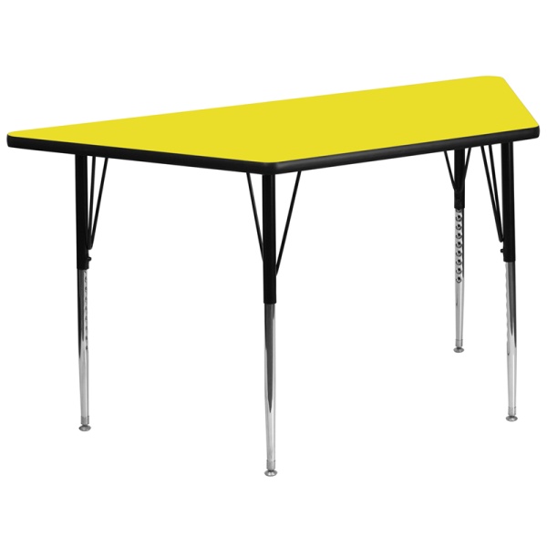 30W-x-60L-Trapezoid-Yellow-HP-Laminate-Activity-Table-Standard-Height-Adjustable-Legs-by-Flash-Furniture