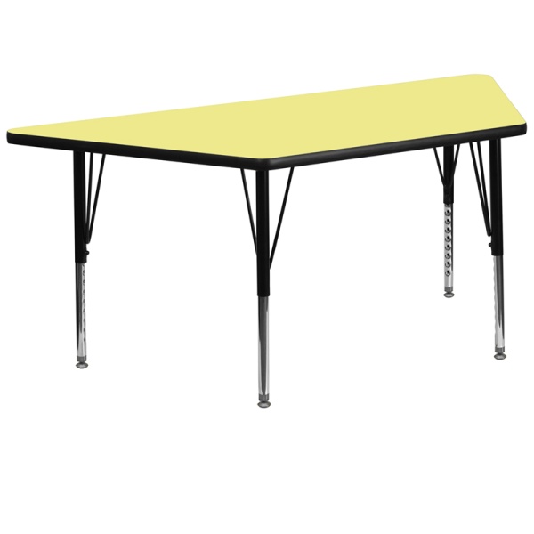 30W-x-60L-Trapezoid-Yellow-Thermal-Laminate-Activity-Table-Height-Adjustable-Short-Legs-by-Flash-Furniture