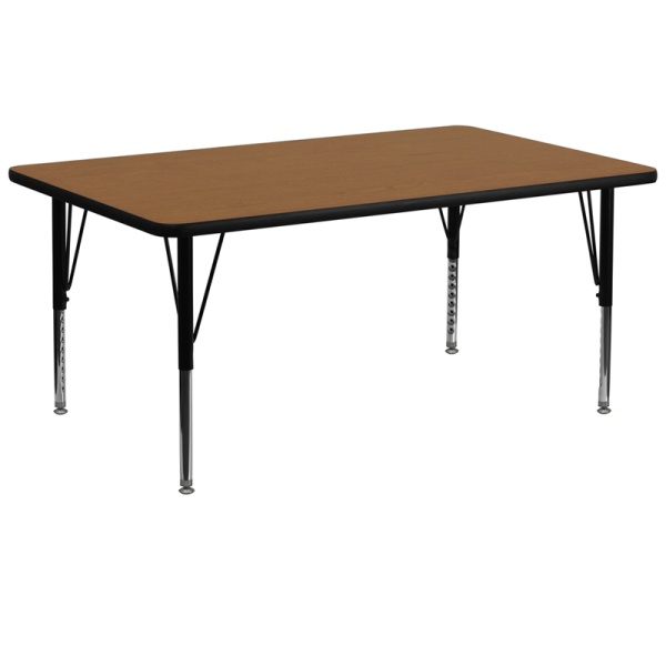 30W-x-72L-Rectangular-Oak-Thermal-Laminate-Activity-Table-Height-Adjustable-Short-Legs-by-Flash-Furniture