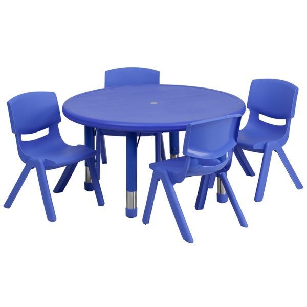 33-Round-Blue-Plastic-Height-Adjustable-Activity-Table-Set-with-4-Chairs-by-Flash-Furniture