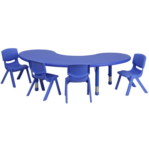 35W-x-65L-Half-Moon-Blue-Plastic-Height-Adjustable-Activity-Table-Set-with-4-Chairs-by-Flash-Furniture