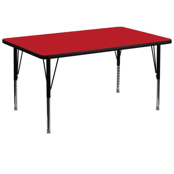 36W-x-72L-Rectangular-Red-HP-Laminate-Activity-Table-Height-Adjustable-Short-Legs-by-Flash-Furniture