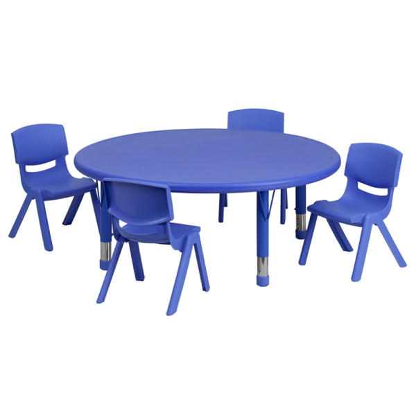 45-Round-Blue-Plastic-Height-Adjustable-Activity-Table-Set-with-4-Chairs-by-Flash-Furniture