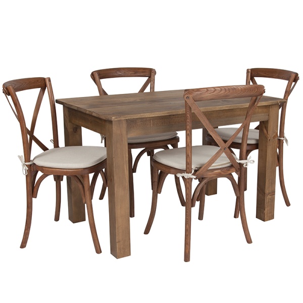 46-x-30-Antique-Rustic-Farm-Table-Set-with-4-Cross-Back-Chairs-and-Cushions-by-Flash-Furniture