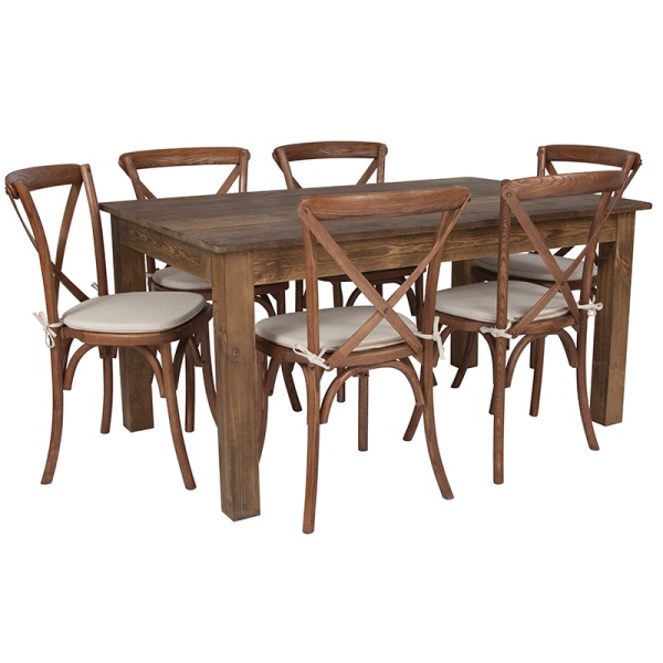 60-x-38-Antique-Rustic-Farm-Table-Set-with-6-Cross-Back-Chairs-and-Cushions-by-Flash-Furniture