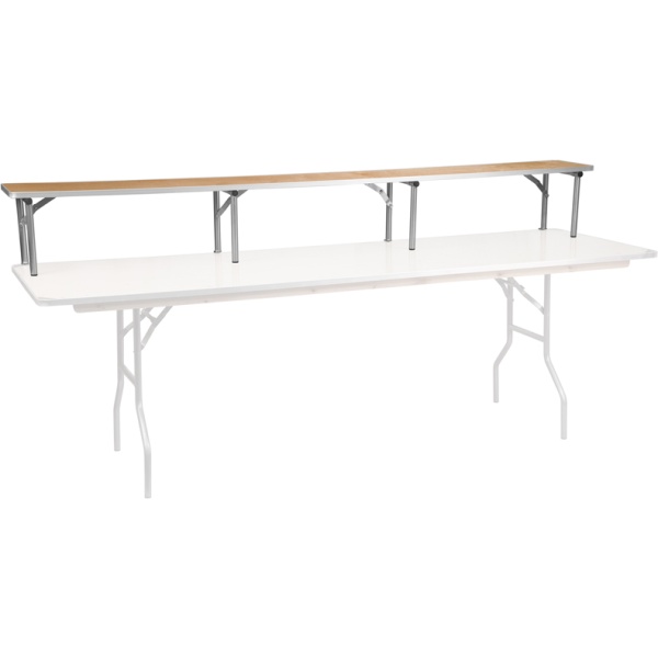 96-x-12-x-12-Birchwood-Bar-Top-Riser-with-Silver-Legs-by-Flash-Furniture