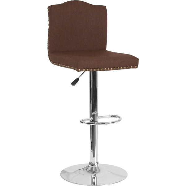 Bellagio-Contemporary-Adjustable-Height-Barstool-with-Accent-Nail-Trim-in-Brown-Fabric-by-Flash-Furniture