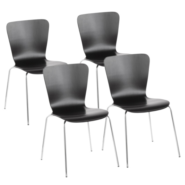 Bentwood-Contemporary-Stackable-Dining-Chair-in-Black-Wood-and-Chrome-by-LumiSource-Set-of-4