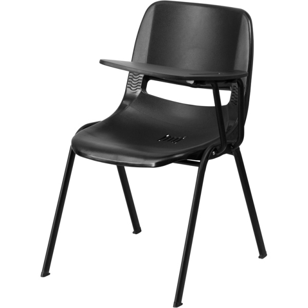 Black-Ergonomic-Shell-Chair-with-Left-Handed-Flip-Up-Tablet-Arm-by-Flash-Furniture