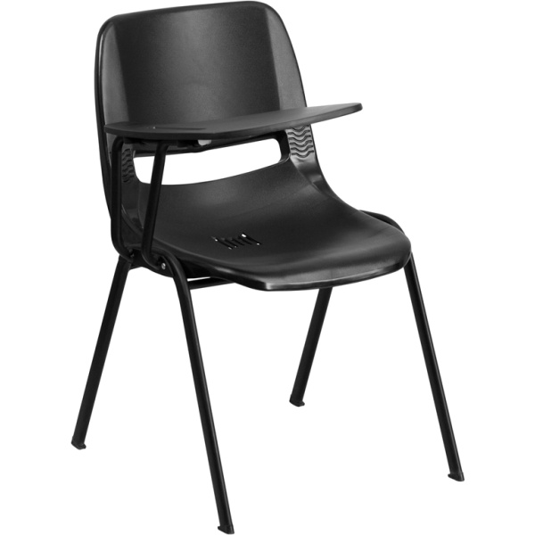 Black-Ergonomic-Shell-Chair-with-Right-Handed-Flip-Up-Tablet-Arm-by-Flash-Furniture