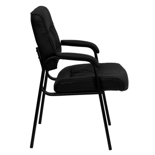 Black Leather Executive Side Reception Chair with Black Frame Finish by Flash  Furniture Madison Seating