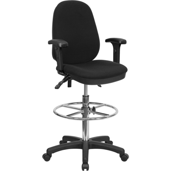 Black-Multifunction-Ergonomic-Drafting-Chair-with-Adjustable-Foot-Ring-and-Adjustable-Arms-by-Flash-Furniture