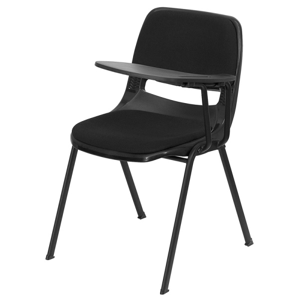 Black-Padded-Ergonomic-Shell-Chair-with-Left-Handed-Flip-Up-Tablet-Arm-by-Flash-Furniture