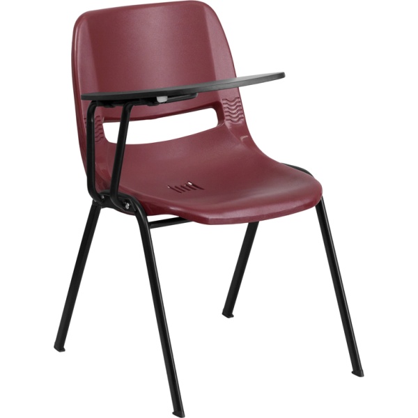 Burgundy-Ergonomic-Shell-Chair-with-Right-Handed-Flip-Up-Tablet-Arm-by-Flash-Furniture