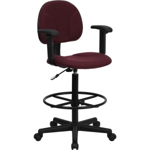 Burgundy-Fabric-Drafting-Chair-with-Adjustable-Arms-Cylinders-22.5-27H-or-26-30.5H-by-Flash-Furniture