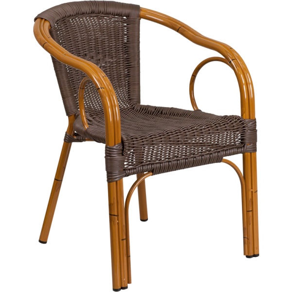 Cadiz-Series-Dark-Brown-Rattan-Restaurant-Patio-Chair-with-Red-Bamboo-Aluminum-Frame-by-Flash-Furniture