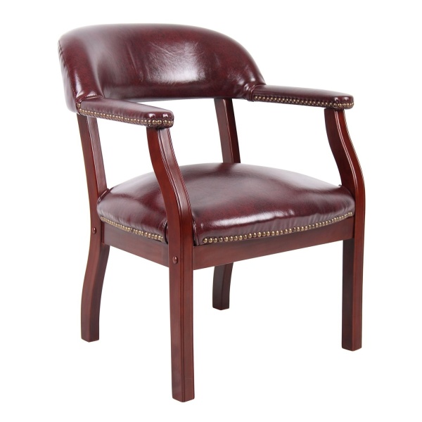 Captains-Arm-Guest-Chair-with-Burgundy-Caressoft-Upholstery-Without-Casters-by-Boss-Office-Products