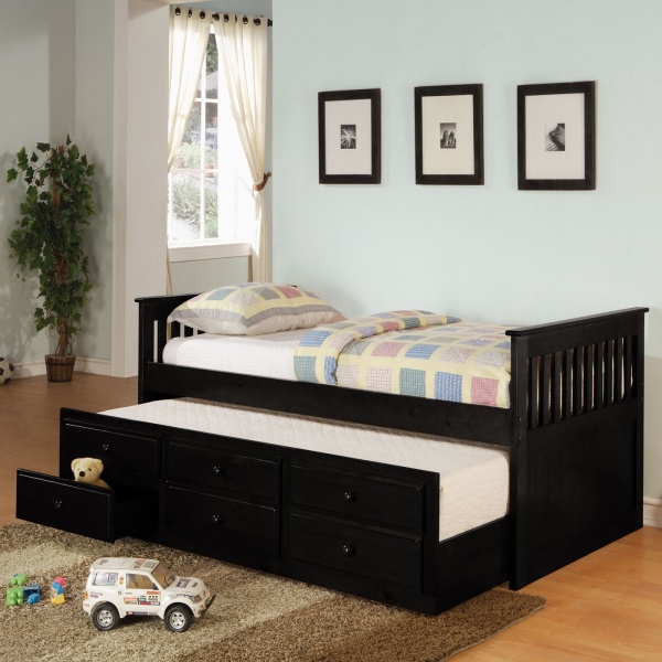 Captains-Daybed-with-Black-Finish-with-Black-Painted-Wood-Tone-by-Coaster-Fine-Furniture