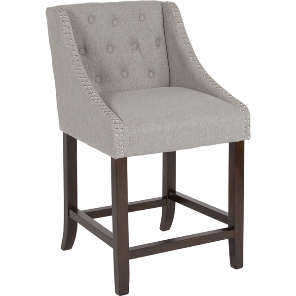 Carmel-Series-24-High-Transitional-Tufted-Walnut-Counter-Height-Stool-with-Accent-Nail-Trim-in-Light-Gray-Fabric-by-Flash-Furniture