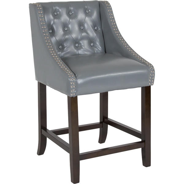 Carmel-Series-24-High-Transitional-Tufted-Walnut-Counter-Height-Stool-with-Accent-Nail-Trim-in-Light-Gray-Leather-by-Flash-Furniture