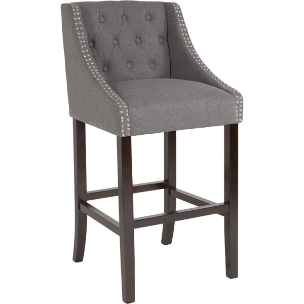 Carmel-Series-30-High-Transitional-Tufted-Walnut-Barstool-with-Accent-Nail-Trim-in-Dark-Gray-Fabric-by-Flash-Furniture