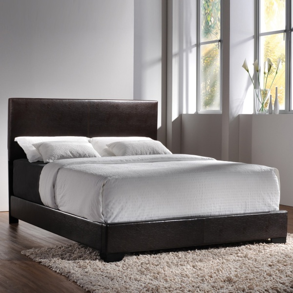 Conner-Upholstered-Bed-with-Brown-Leather-like-Vinyl-Upholstery-by-Coaster-Fine-Furniture