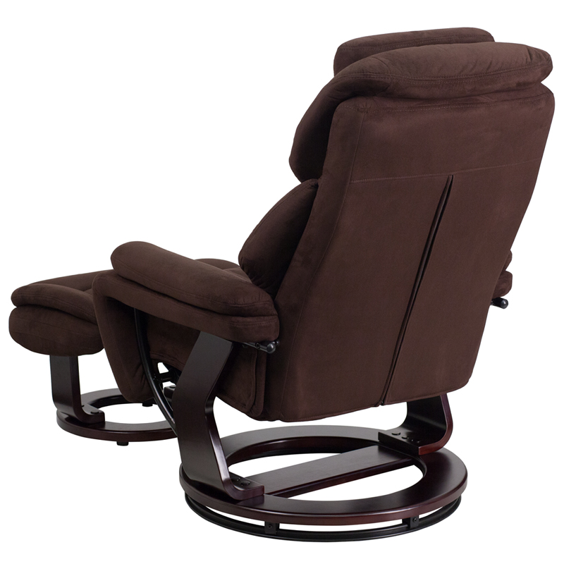 Flash Furniture BT-7821-VIN-GG Contemporary Brown Vintage Leather Recliner  and Ottoman with Swiveling Mahogany Wood Base : : Home